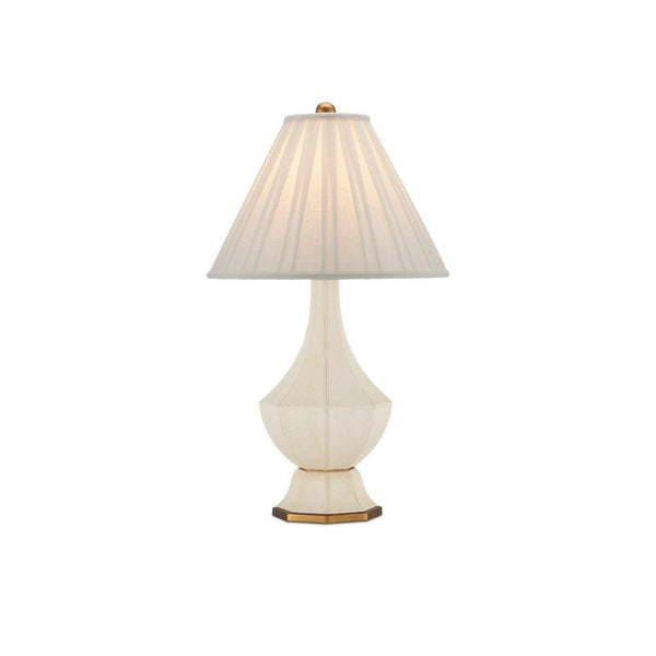 Musetta Leather and Metal Cream Table Lamp Table Lamps LOOMLAN By Currey & Co