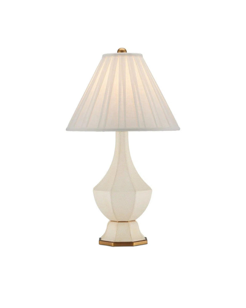 Musetta Leather and Metal Cream Table Lamp Table Lamps LOOMLAN By Currey & Co