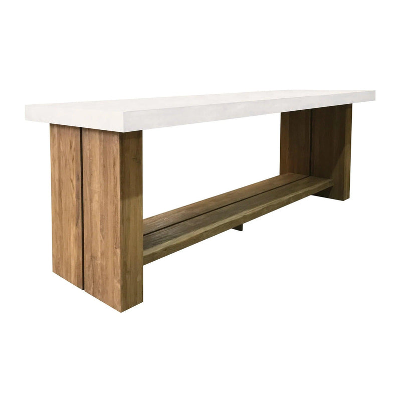 Mykonos Teak and Concrete Bar Table - Ebony White Outdoor Bar Table Outdoor Dining Tables LOOMLAN By Seasonal Living