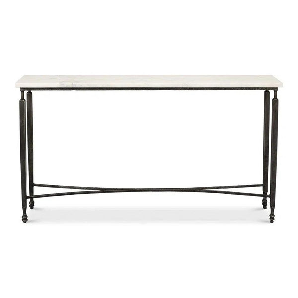 Mykos Console Table White Marble Top Slim Console Tables LOOMLAN By Sarreid