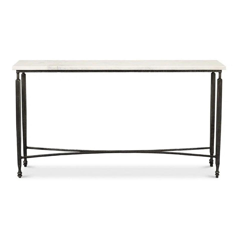 Mykos Console Table White Marble Top Slim Console Tables LOOMLAN By Sarreid