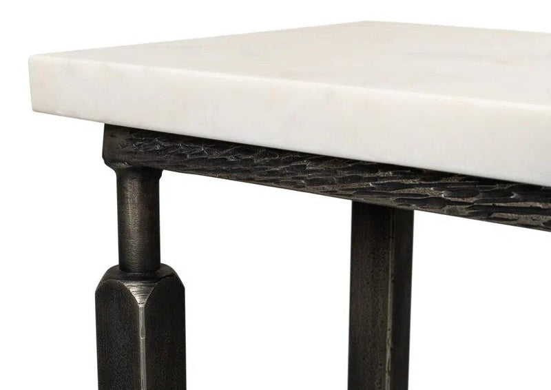 Mykos Console Table White Marble Top Slim Console Tables LOOMLAN By Sarreid