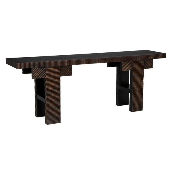 Nabu Console, Hand Rubbed Black with Light Brown Trim Console Tables LOOMLAN By Noir