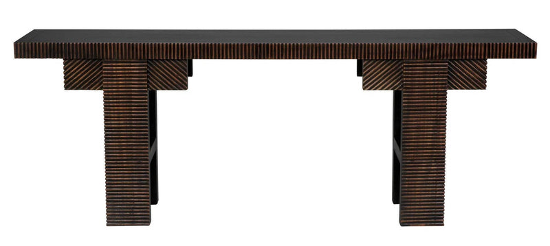 Nabu Console, Hand Rubbed Black with Light Brown Trim Console Tables LOOMLAN By Noir