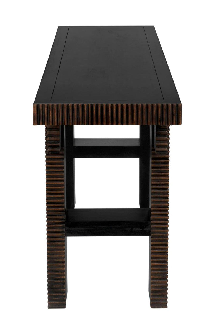 Nabu Console, Hand Rubbed Black with Light Brown Trim Console Tables LOOMLAN By Noir