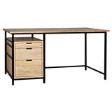 Nabucco Wood and Steel Brown Desk Home Office Desks LOOMLAN By Noir