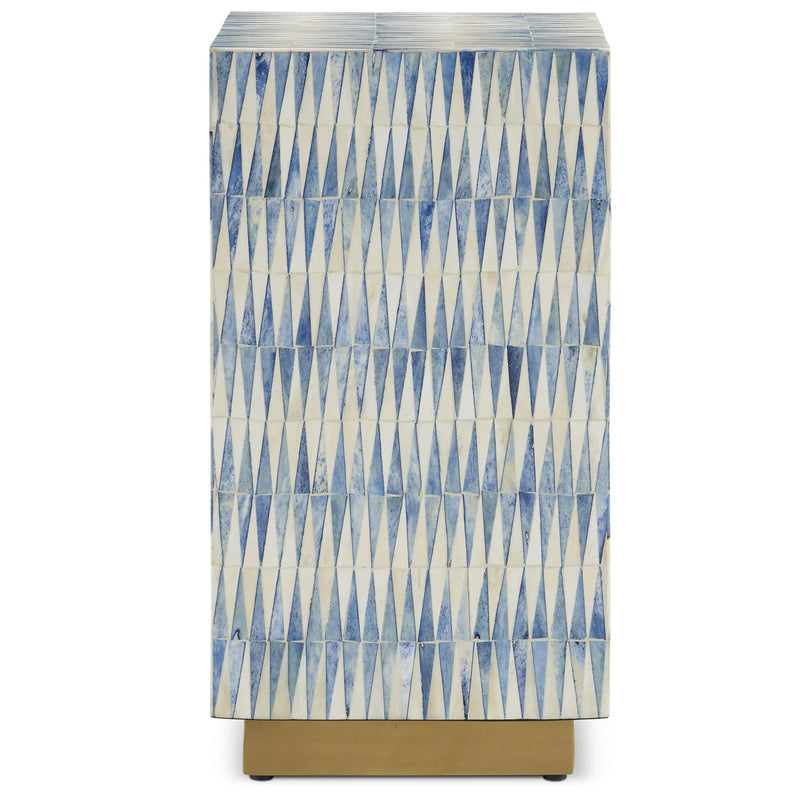 Nadene Blue & White Accent Table Side Tables LOOMLAN By Currey & Co