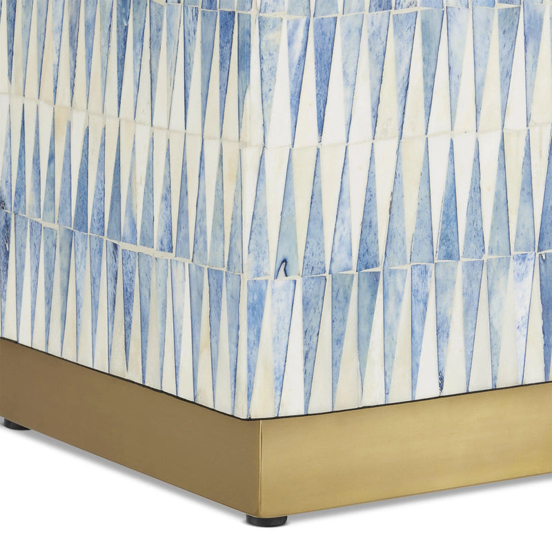 Nadene Blue & White Accent Table Side Tables LOOMLAN By Currey & Co