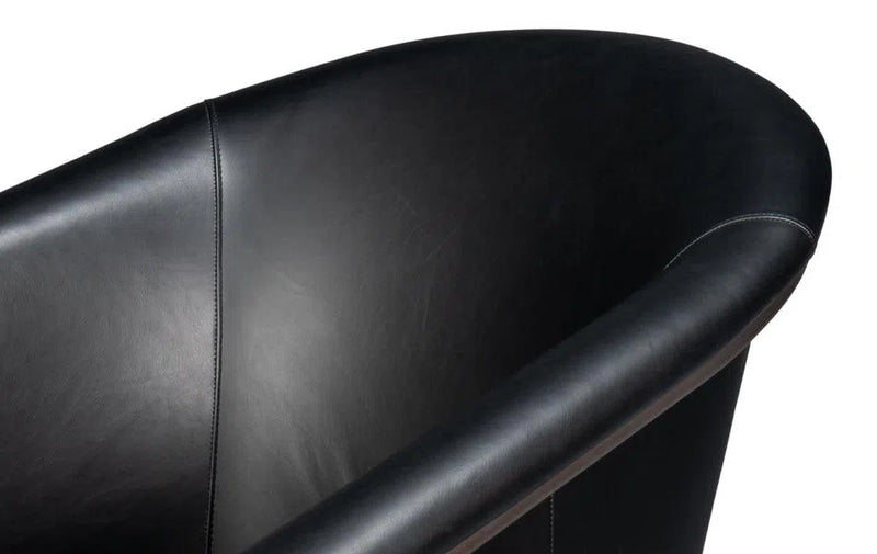 Nagel Distilled Leather and Iron Black Arm Chair Club Chairs LOOMLAN By Sarreid