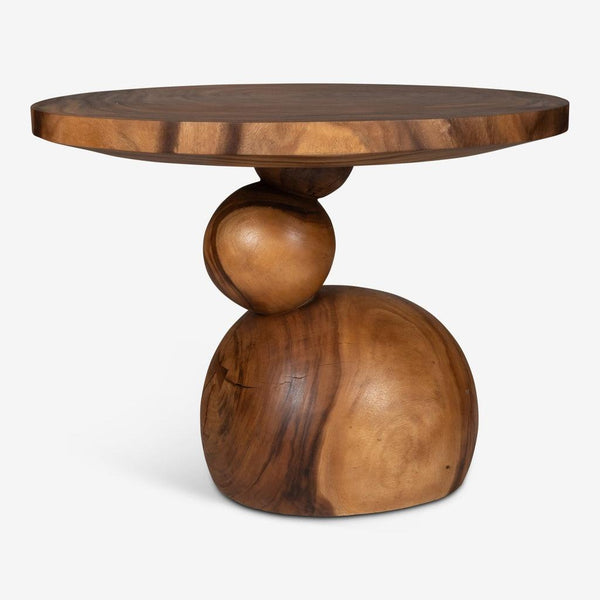 Naksu Natural Solid Chamcha Wood Round Dining Table Dining Tables LOOMLAN By Urbia