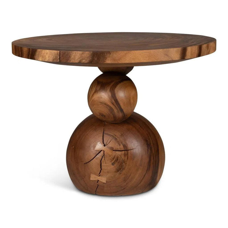 Naksu Natural Solid Chamcha Wood Round Dining Table Dining Tables LOOMLAN By Urbia