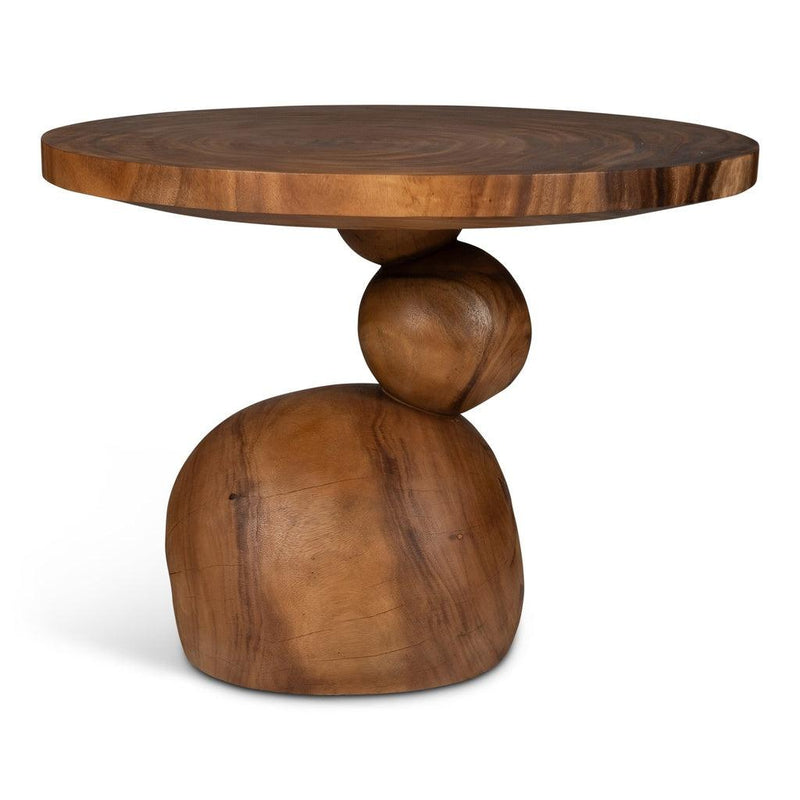 Naksu Natural Solid Chamcha Wood Round Dining Table Dining Tables LOOMLAN By Urbia