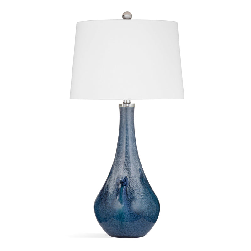 Nanda Glass and fabric Blue Table Lamp Table Lamps LOOMLAN By Bassett Mirror