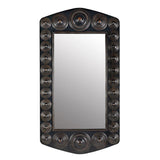 Nanna Mirror, Hand Rubbed Black with Light Brown Trim Wall Mirrors LOOMLAN By Noir