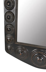 Nanna Mirror, Hand Rubbed Black with Light Brown Trim Wall Mirrors LOOMLAN By Noir