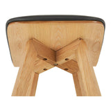 Napoli Black Leather and Wood Bar Stool Poufs and Stools LOOMLAN By Moe's Home