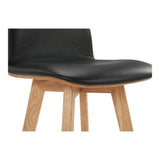 Napoli Black Leather and Wood Bar Stool Poufs and Stools LOOMLAN By Moe's Home