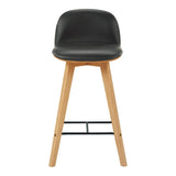 Napoli Black Leather and Wood Counter Stool Counter Stools LOOMLAN By Moe's Home