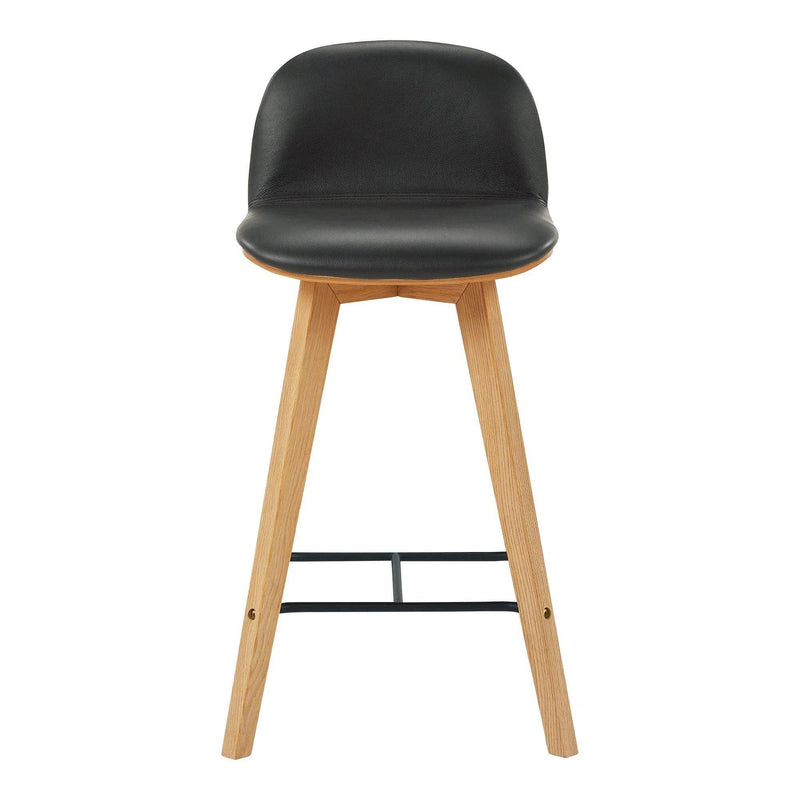 Napoli Black Leather and Wood Counter Stool Counter Stools LOOMLAN By Moe's Home