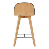 Napoli Black Leather and Wood Counter Stool Counter Stools LOOMLAN By Moe's Home