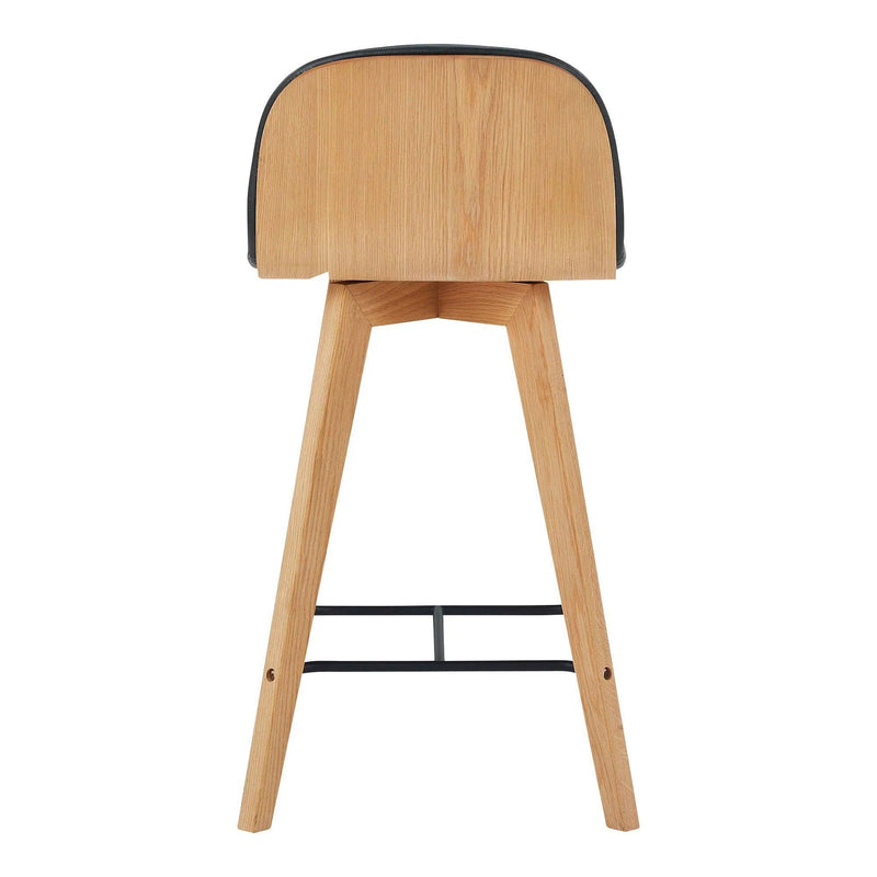 Napoli Black Leather and Wood Counter Stool Counter Stools LOOMLAN By Moe's Home