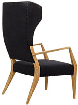 Narciso Teak Wood Chair With Black Woven Fabric Club Chairs LOOMLAN By Noir