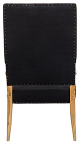 Narciso Teak Wood Chair With Black Woven Fabric Club Chairs LOOMLAN By Noir