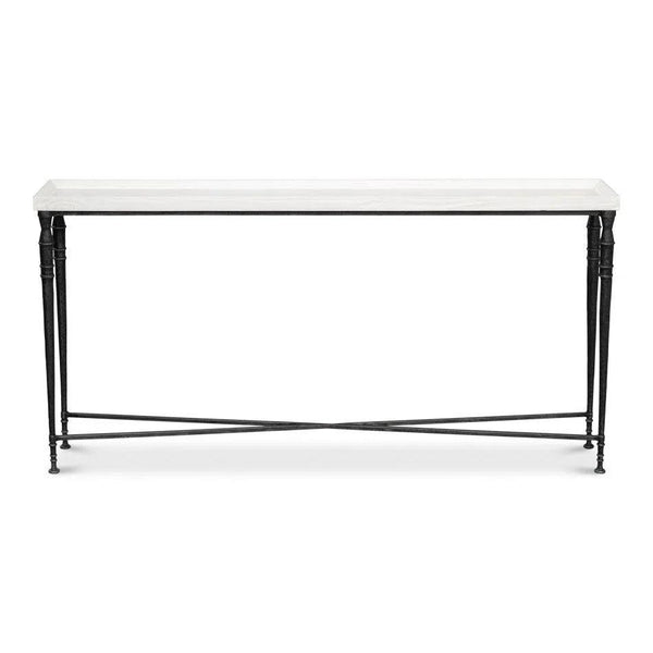 Nathaniel Elegance Console Table Extra Slim Two Tone Wood 60" Console Tables LOOMLAN By Sarreid