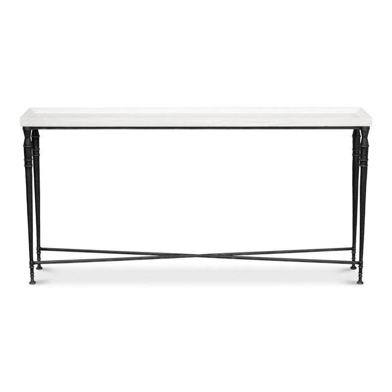 Nathaniel Elegance Console Table Extra Slim Two Tone Wood 60" Console Tables LOOMLAN By Sarreid