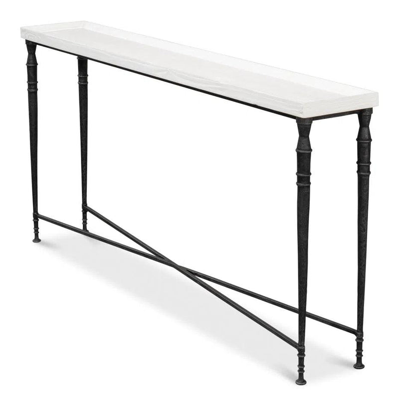 Nathaniel Elegance Console Table Extra Slim Two Tone Wood 60" Console Tables LOOMLAN By Sarreid