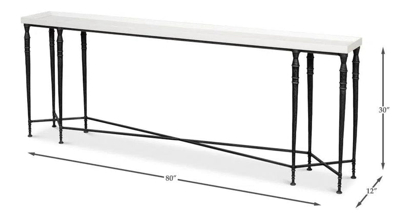 Nathaniel Elegance Console Table Slim Two Tone Wood 80" Console Tables LOOMLAN By Sarreid