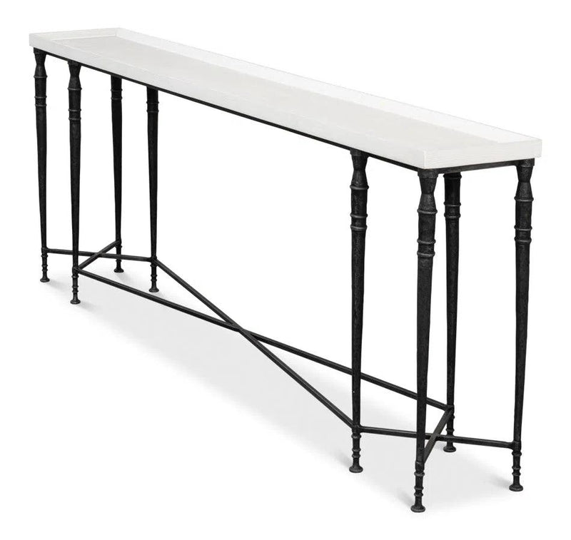 Nathaniel Elegance Console Table Slim Two Tone Wood 80" Console Tables LOOMLAN By Sarreid