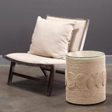 Natura Rope Oval Mid Century Modern Side Table Glass Top Side Tables LOOMLAN By Jamie Young