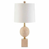 Natural Beige Antique Brass Adorno Table Lamp Table Lamps LOOMLAN By Currey & Co