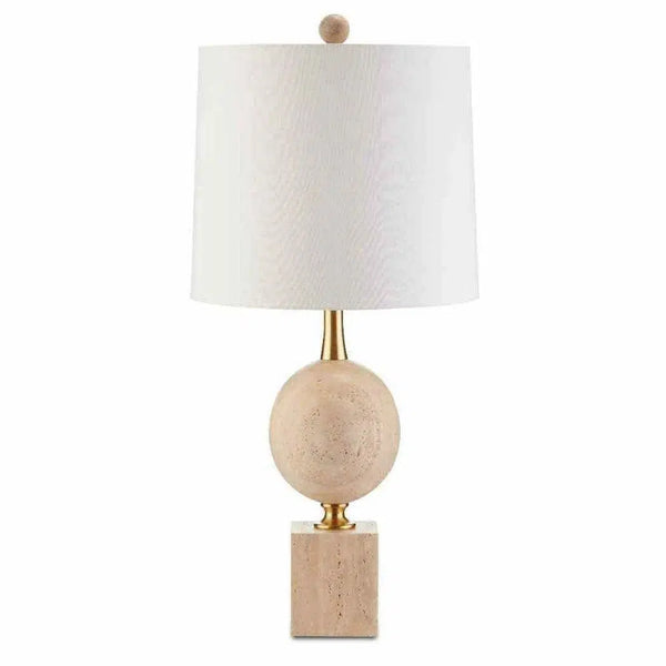 Natural Beige Antique Brass Adorno Table Lamp Table Lamps LOOMLAN By Currey & Co