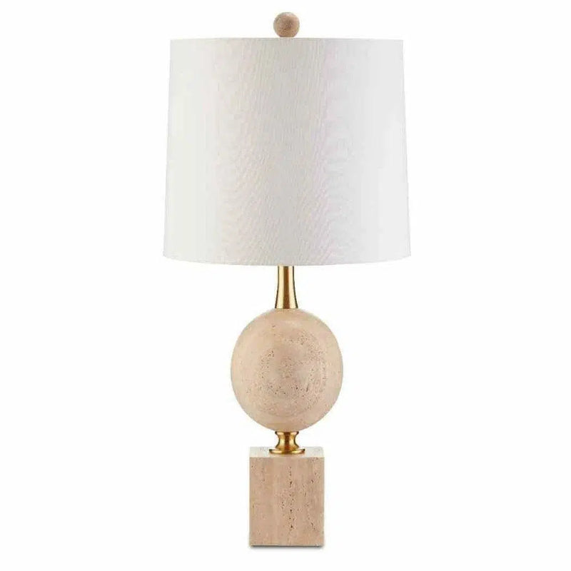 Natural Beige Antique Brass Adorno Table Lamp Table Lamps LOOMLAN By Currey & Co