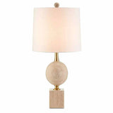 Natural Beige Antique Brass Adorno Table Lamp Table Lamps LOOMLAN By Currey & Co