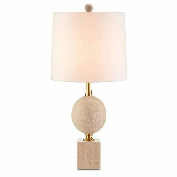 Natural Beige Antique Brass Adorno Table Lamp Table Lamps LOOMLAN By Currey & Co