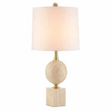 Natural Beige Antique Brass Adorno Table Lamp Table Lamps LOOMLAN By Currey & Co