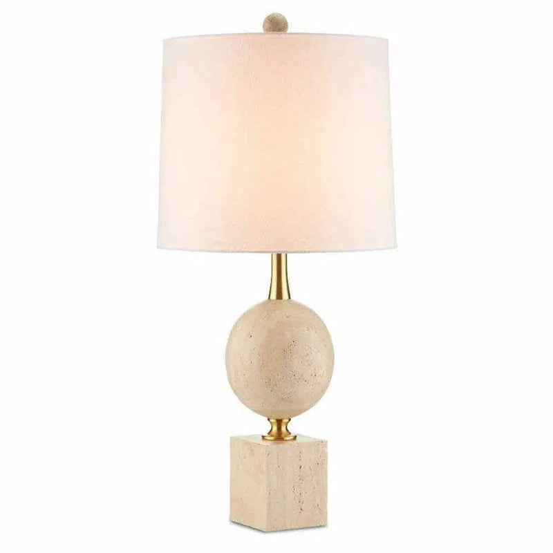 Natural Beige Antique Brass Adorno Table Lamp Table Lamps LOOMLAN By Currey & Co