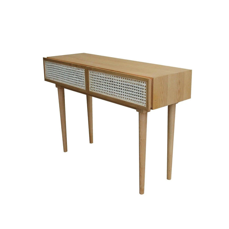 Natural Brown Console Table With Drawers Wood Top Wood Base Console Tables LOOMLAN By LH Imports