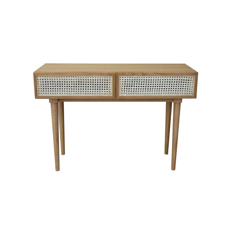 Natural Brown Console Table With Drawers Wood Top Wood Base Console Tables LOOMLAN By LH Imports