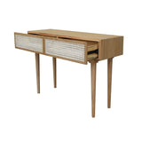 Natural Brown Console Table With Drawers Wood Top Wood Base Console Tables LOOMLAN By LH Imports