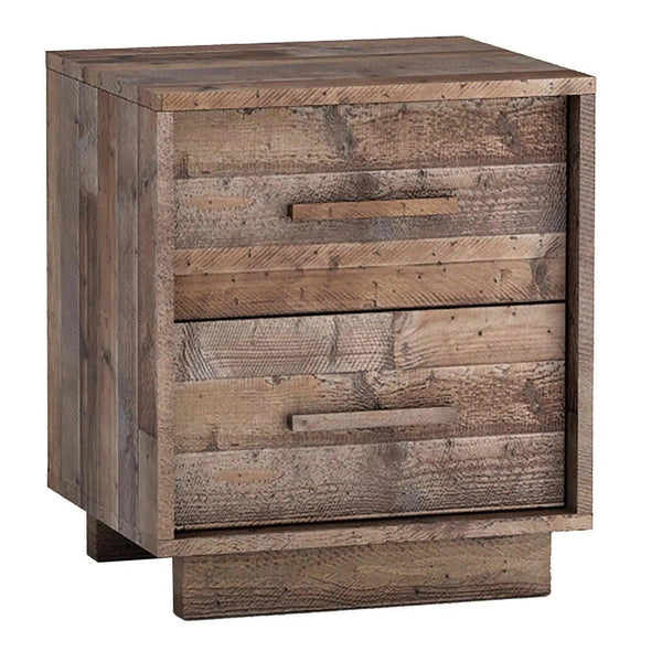 Natural Brown Reclaimed Solid Wood Frame Nevada Nightstand Nightstands LOOMLAN By LH Imports