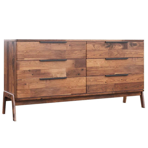 Natural Brown Solid Wood Frame Remix 6 Drawer Dresser Dressers LOOMLAN By LH Imports