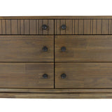 Natural Brown Solid Wood Frame West 6 Drawer Dresser Dressers LOOMLAN By LH Imports