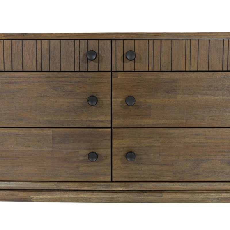 Natural Brown Solid Wood Frame West 6 Drawer Dresser Dressers LOOMLAN By LH Imports