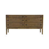 Natural Brown Solid Wood Frame West 6 Drawer Dresser Dressers LOOMLAN By LH Imports