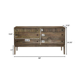 Natural Brown Solid Wood Frame West 6 Drawer Dresser Dressers LOOMLAN By LH Imports