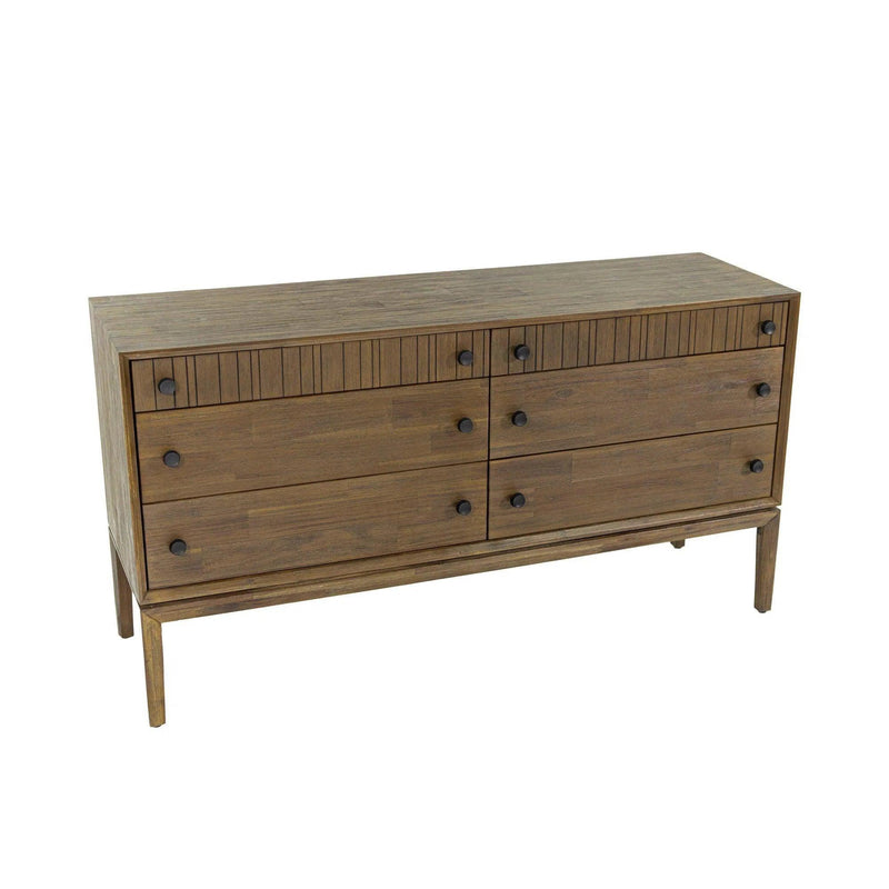 Natural Brown Solid Wood Frame West 6 Drawer Dresser Dressers LOOMLAN By LH Imports